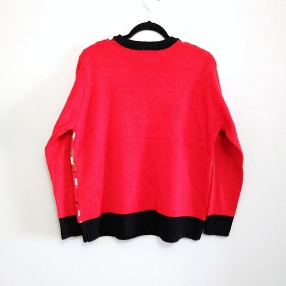 Ugly X-Mas Take Over Womens Red Sweater Size Large Santa Reindeers Snowmen - Picture 3 of 3